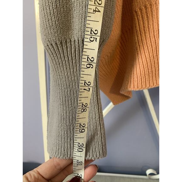 Oversize md Free People Red and Orange Colorblock Pullover Sweater - Picture 11 of 12